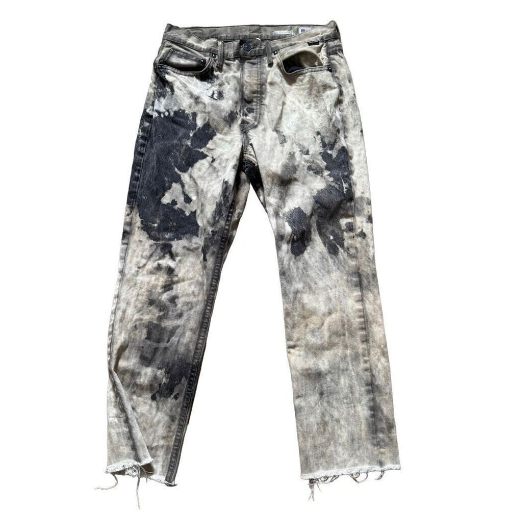 Vintage acid wash black beige button fly high rise straight crop size 29 no end